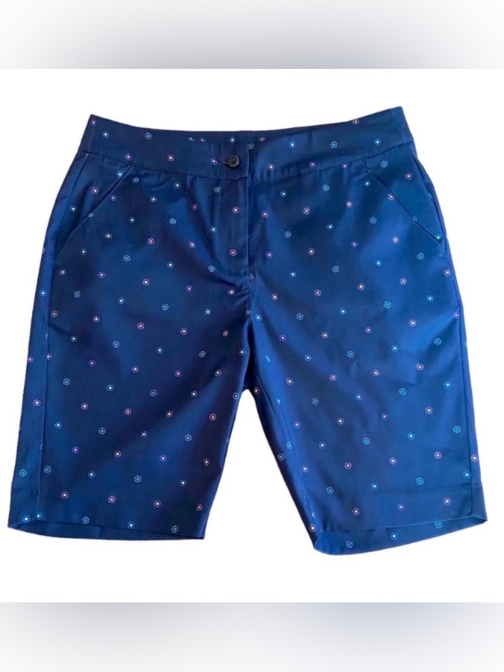 Greg Norman Women's Golf Shorts 9" Inseam Multicolor Floral Pattern Navy Size 4